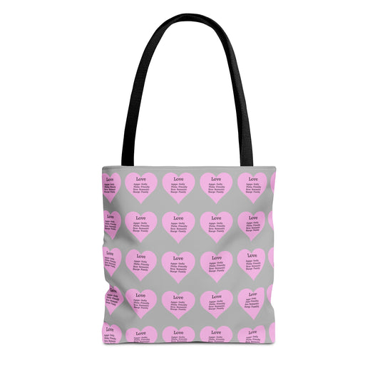 Pink Hearts Tote Bag (Light grey)