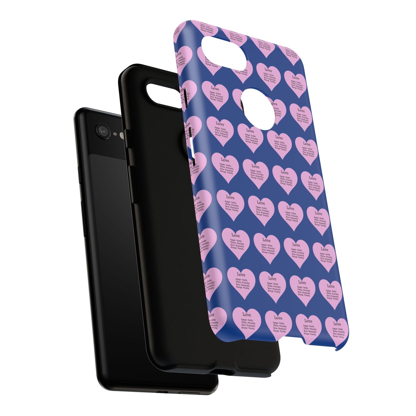 Hearts-A-Flutter Phone Case (iPhone, Google Pixel)(Dark blue)