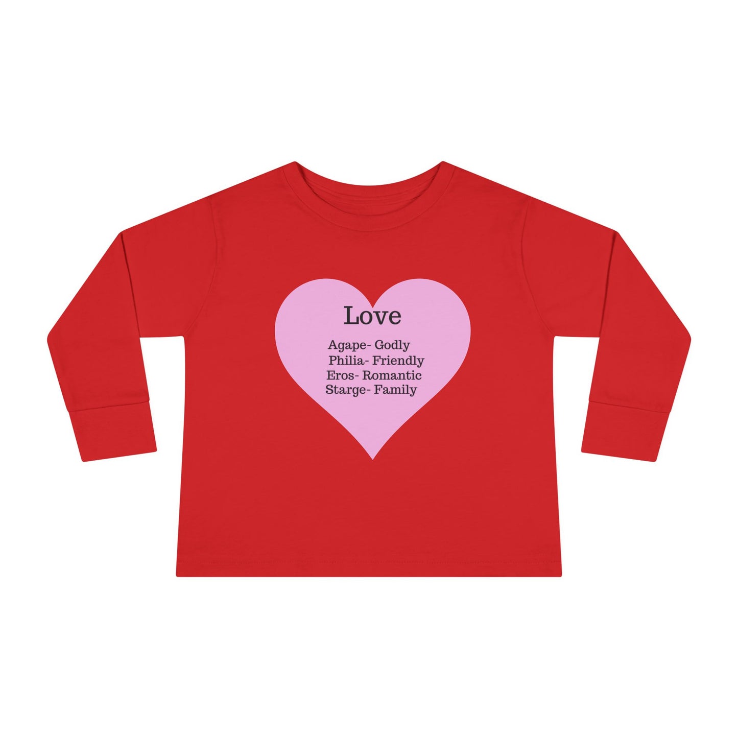 Types of Love Heart Toddler Long Sleeve Tee