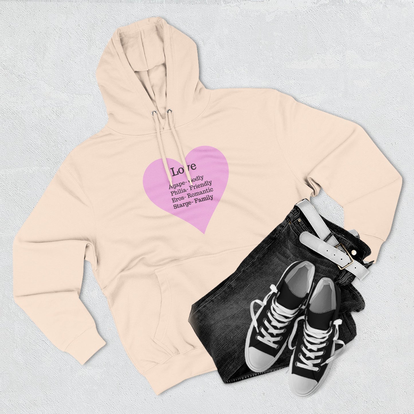 Cozy Heartfelt Love Fleece Hoodie | Soft Three-Panel Everyday Comfort