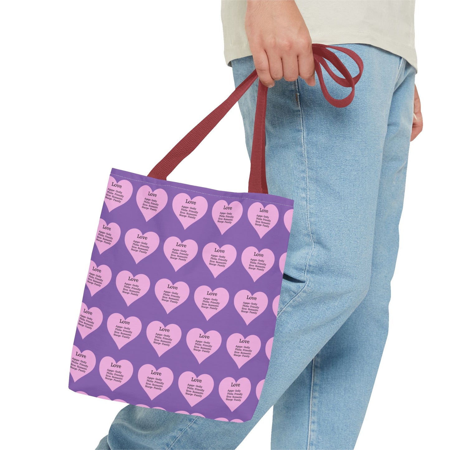 Pink Hearts Tote Bag (Light purple)