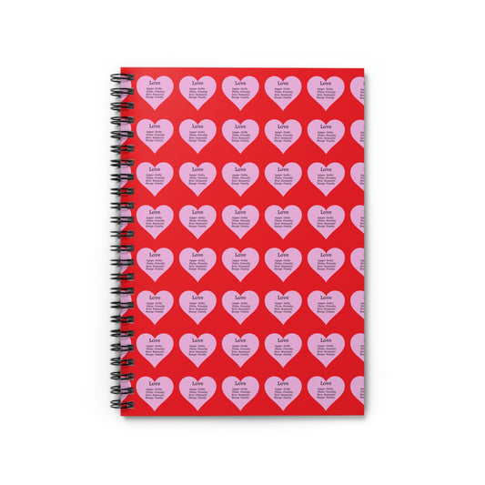 Charming Heart Spiral Notebook Pattern - Ruled Pages (Red)
