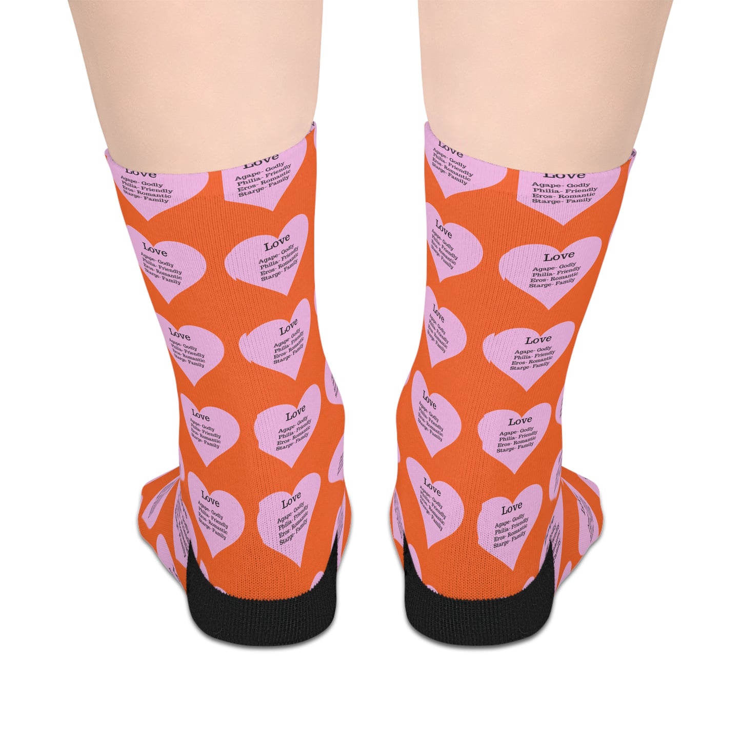 The Love Hearts Mid-Length Socks (Orange)