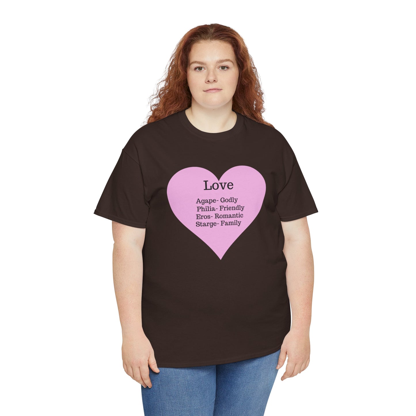 Unisex Love Heart Heavy Cotton T-Shirt - Comfortable Classic Fit Apparel