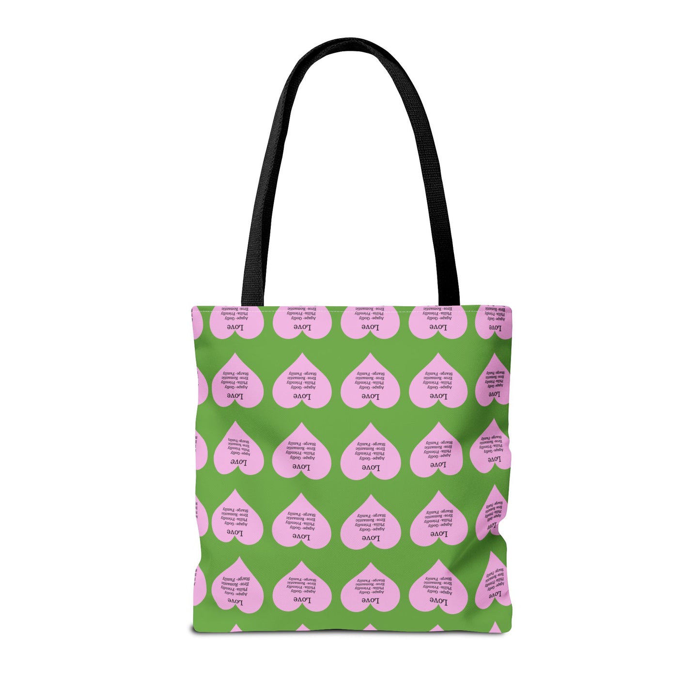 Pink Hearts Tote Bag (Green)
