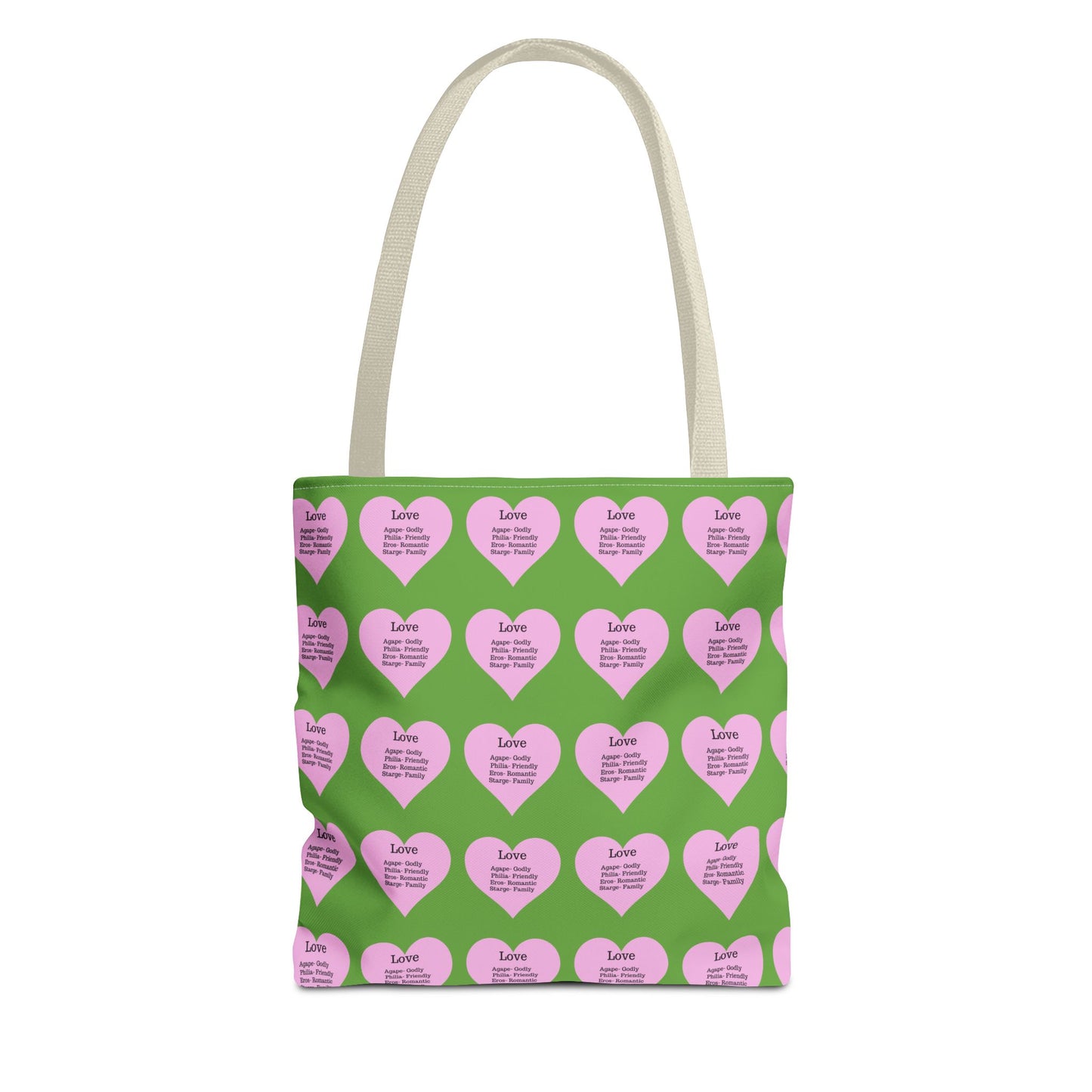 Pink Hearts Tote Bag (Green)