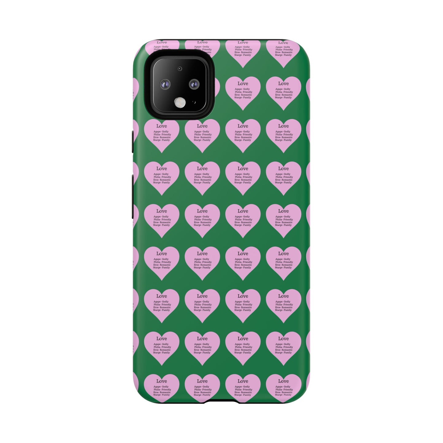 Hearts-A-Flutter Phone Case (iPhone, Google Pixel)(Dark green)