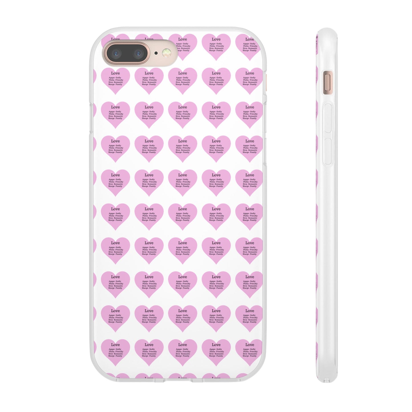 Pink Hearts Transparent Phone Case