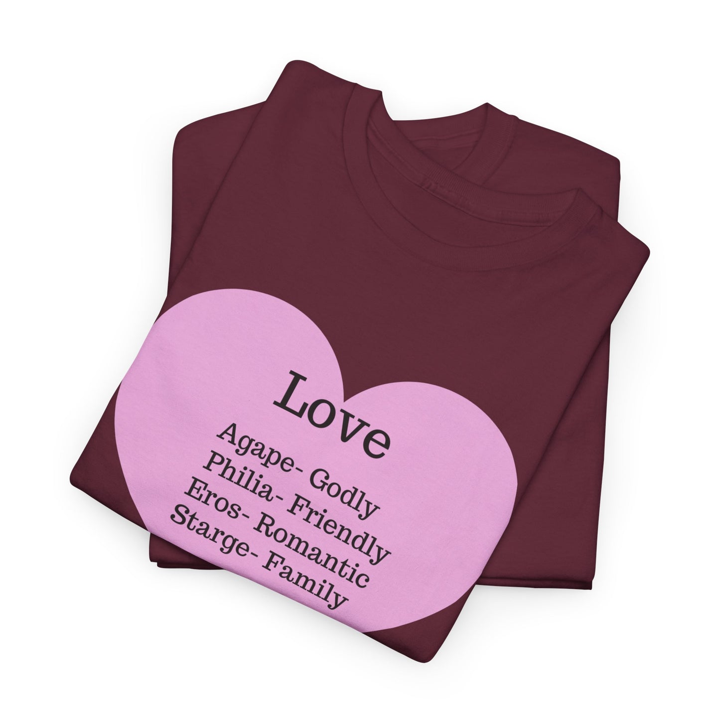 Unisex Love Heart Heavy Cotton T-Shirt - Comfortable Classic Fit Apparel