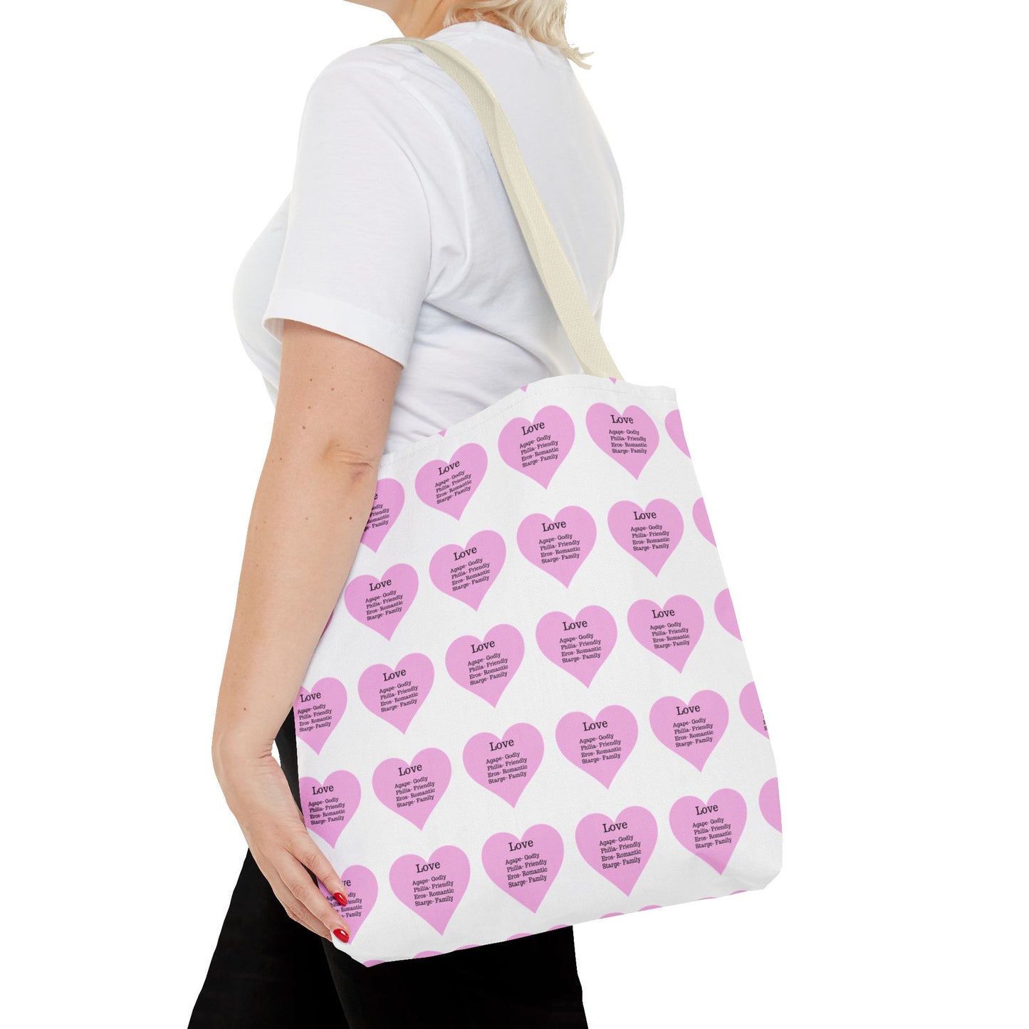 Pink Hearts Tote Bag (White)