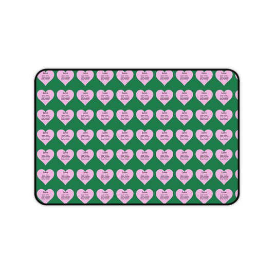 Love Hearts Desk Mat (Dark green)