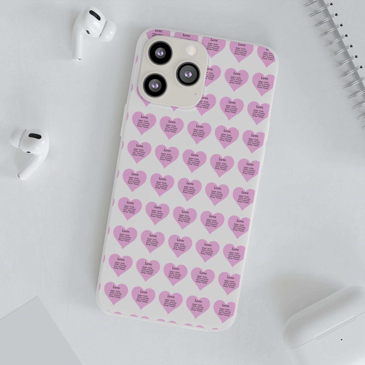 Pink Hearts Transparent Phone Case
