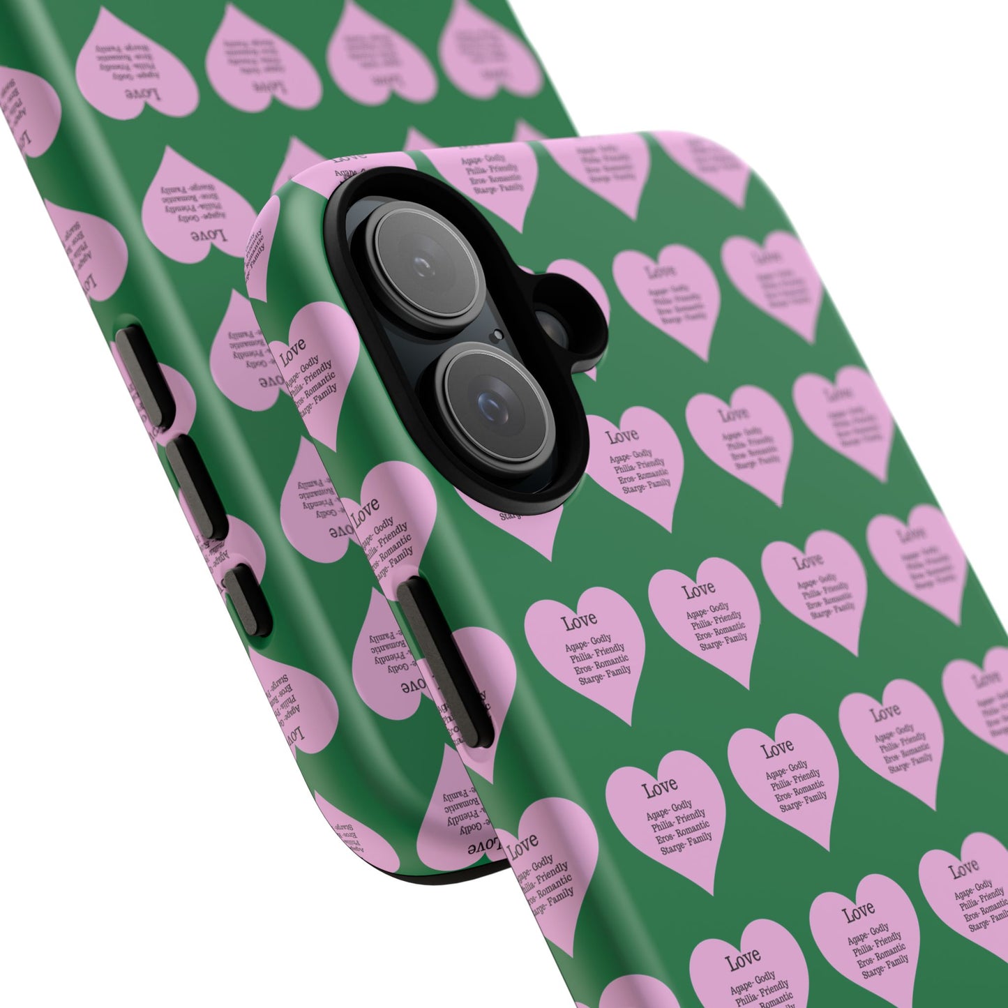 Hearts-A-Flutter Phone Case (iPhone, Google Pixel)(Dark green)