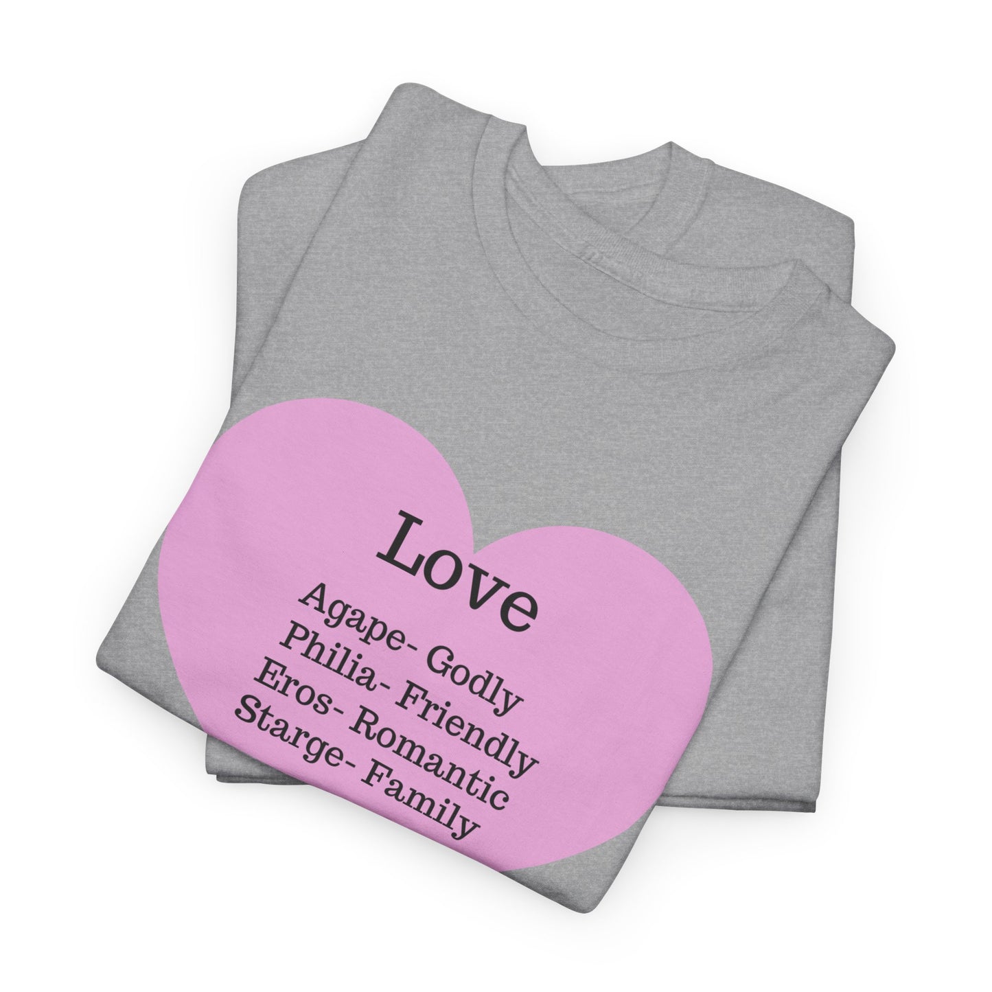 Unisex Love Heart Heavy Cotton T-Shirt - Comfortable Classic Fit Apparel
