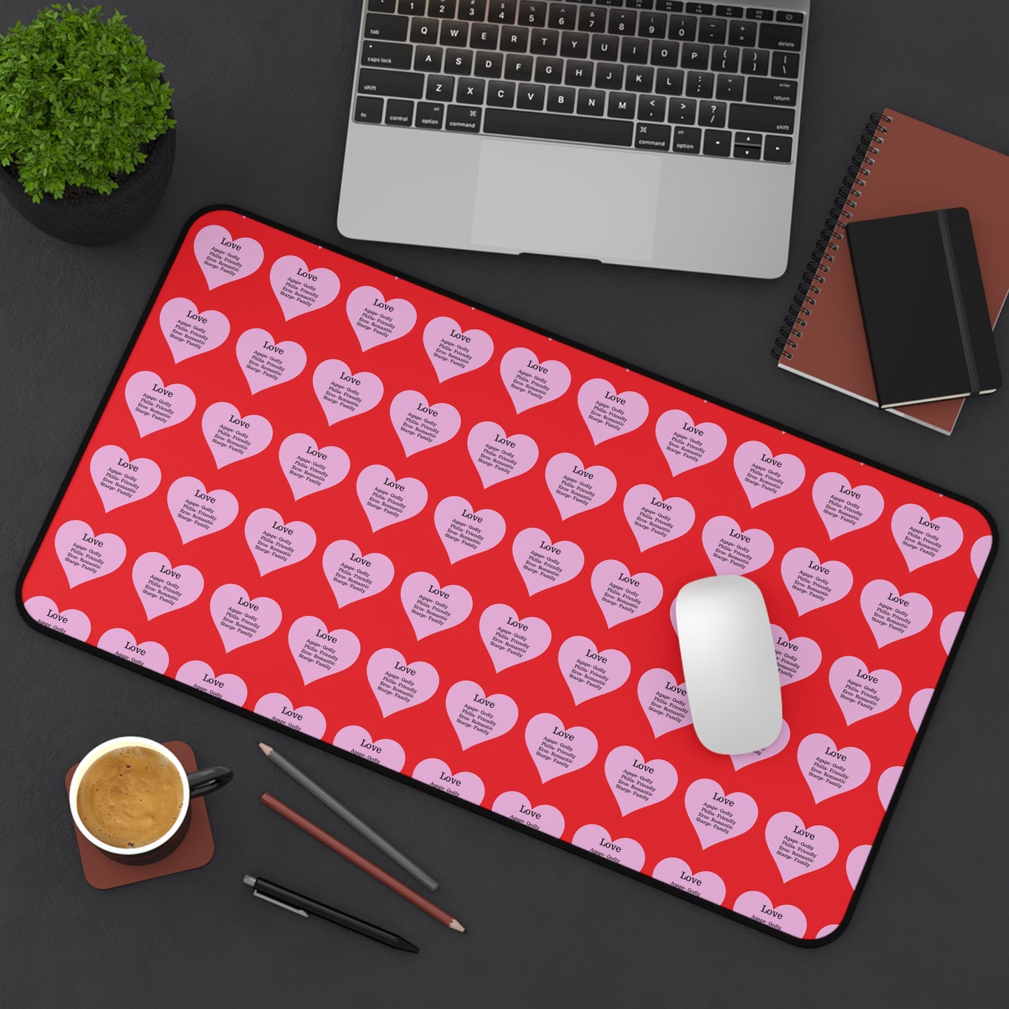Love Hearts Desk Mat (Red)