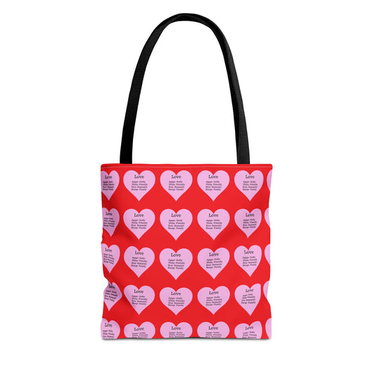 Pink Hearts Tote Bag (Red)