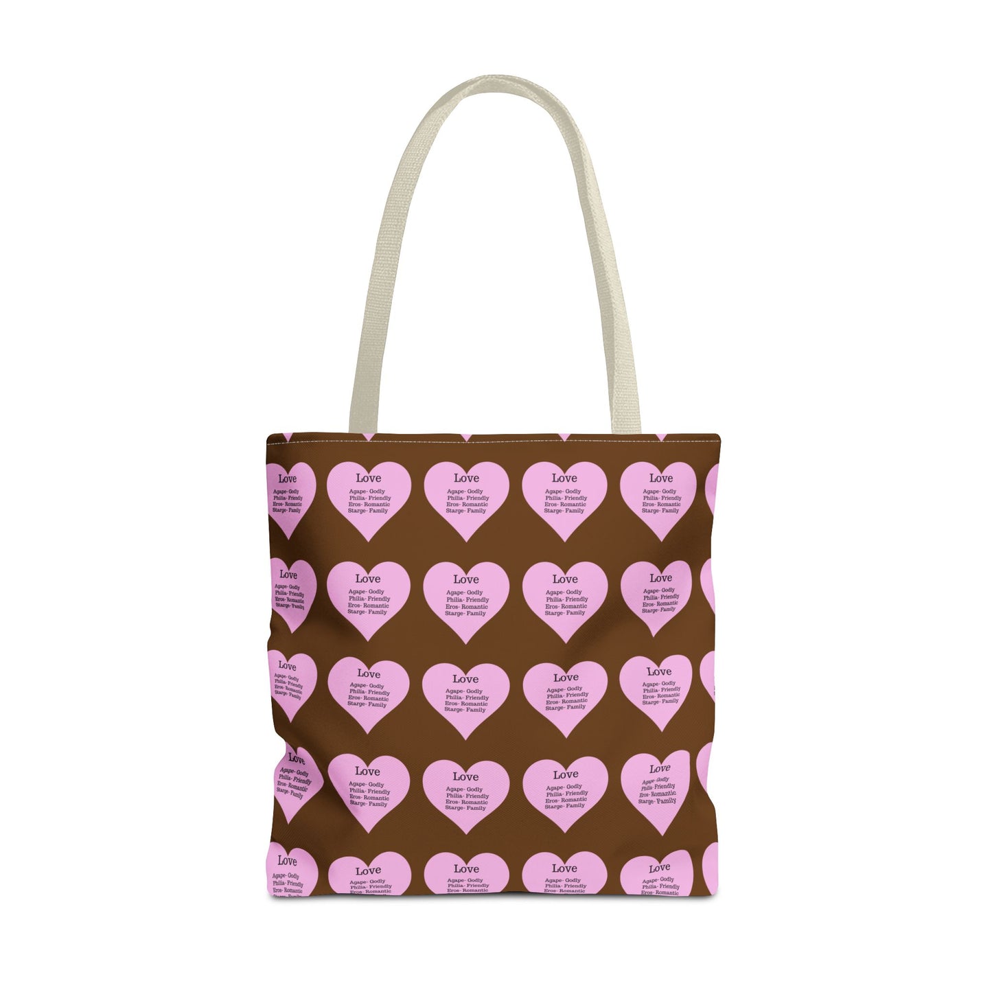 Pink Hearts Tote Bag (Brown)