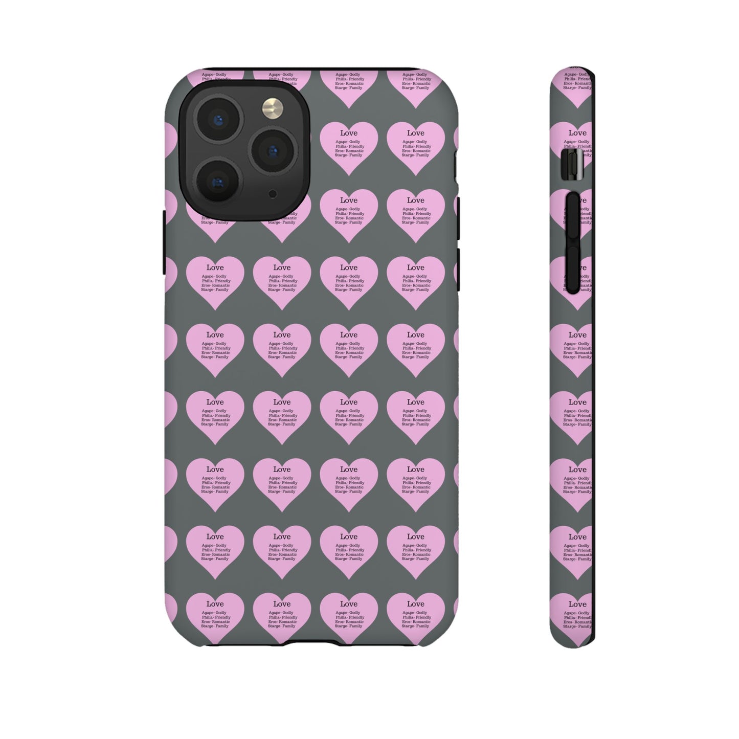 Hearts-A-Flutter Phone Case (iPhone, Google Pixel)(Dark grey)
