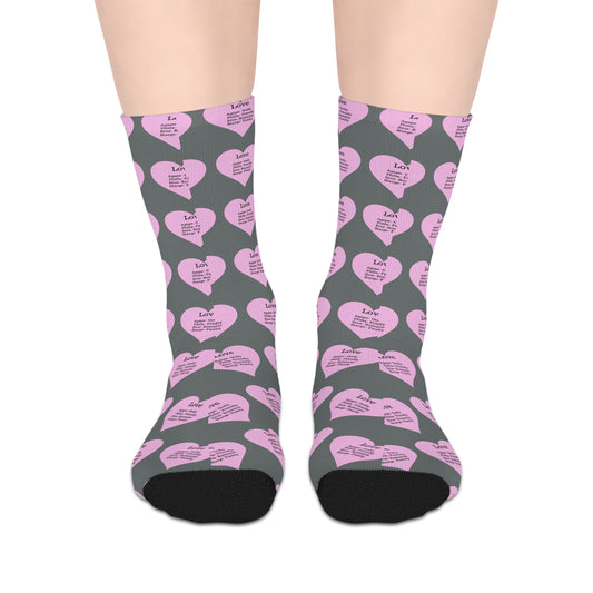 The Love Hearts Mid-Length Socks (Dark grey)