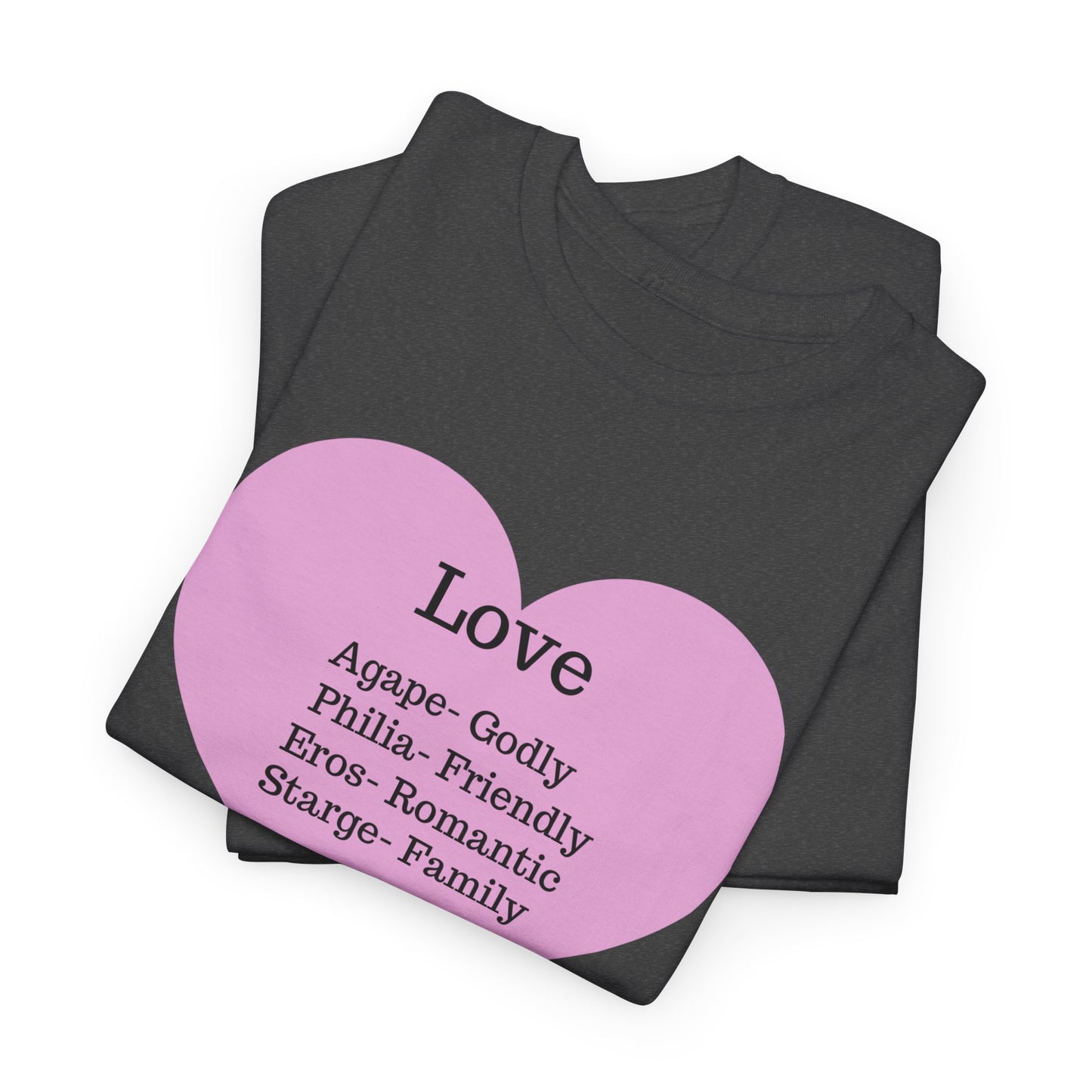 Unisex Love Heart Heavy Cotton T-Shirt - Comfortable Classic Fit Apparel