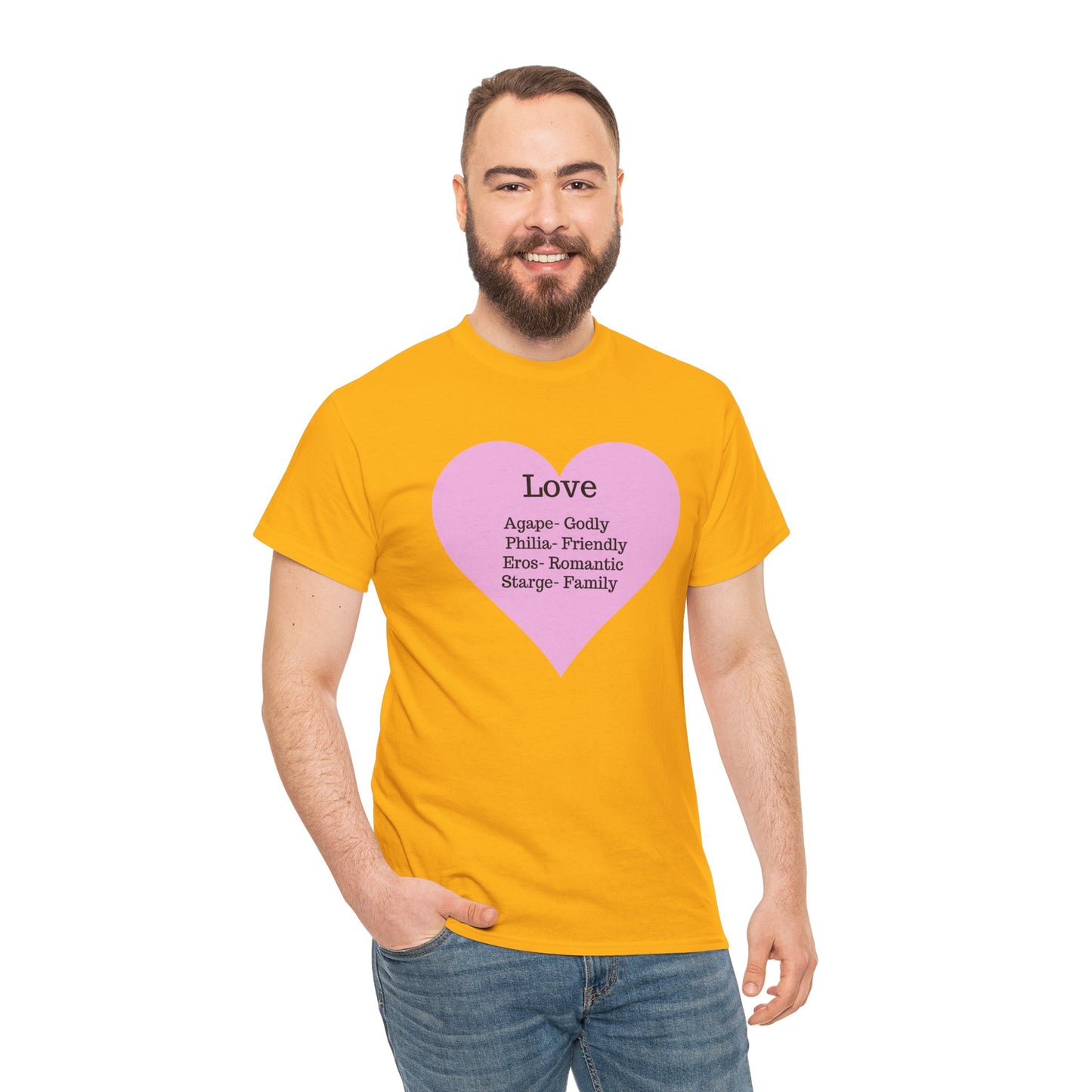 Unisex Love Heart Heavy Cotton T-Shirt - Comfortable Classic Fit Apparel