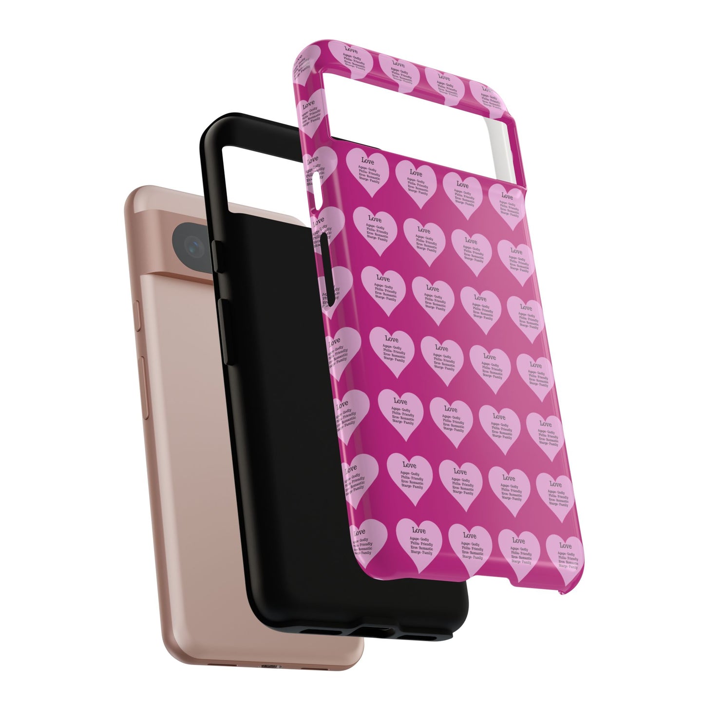 Hearts-A-Flutter Phone Case (iPhone, Google Pixel)(Pink)
