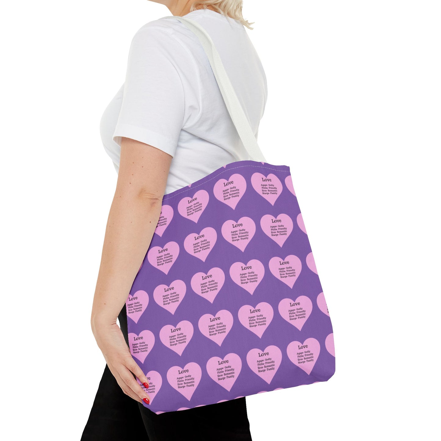 Pink Hearts Tote Bag (Light purple)
