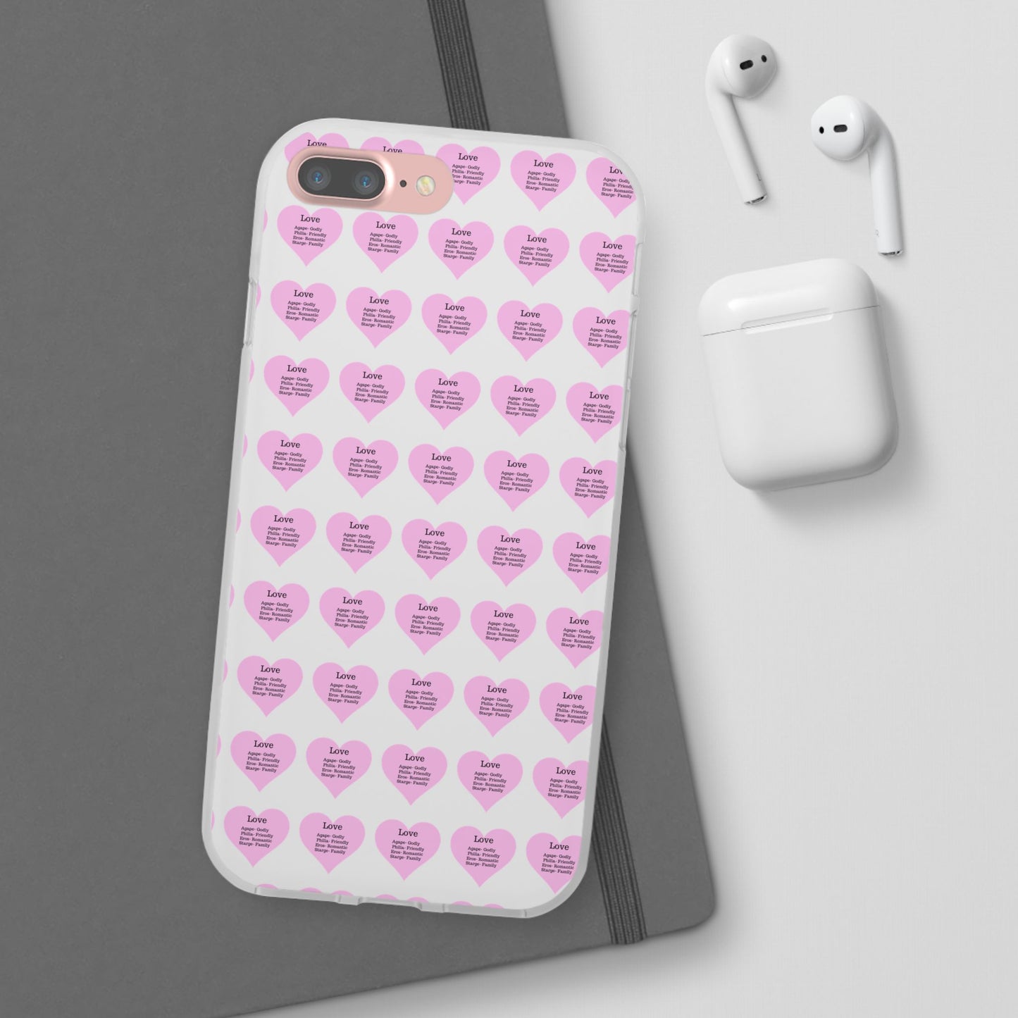 Pink Hearts Transparent Phone Case