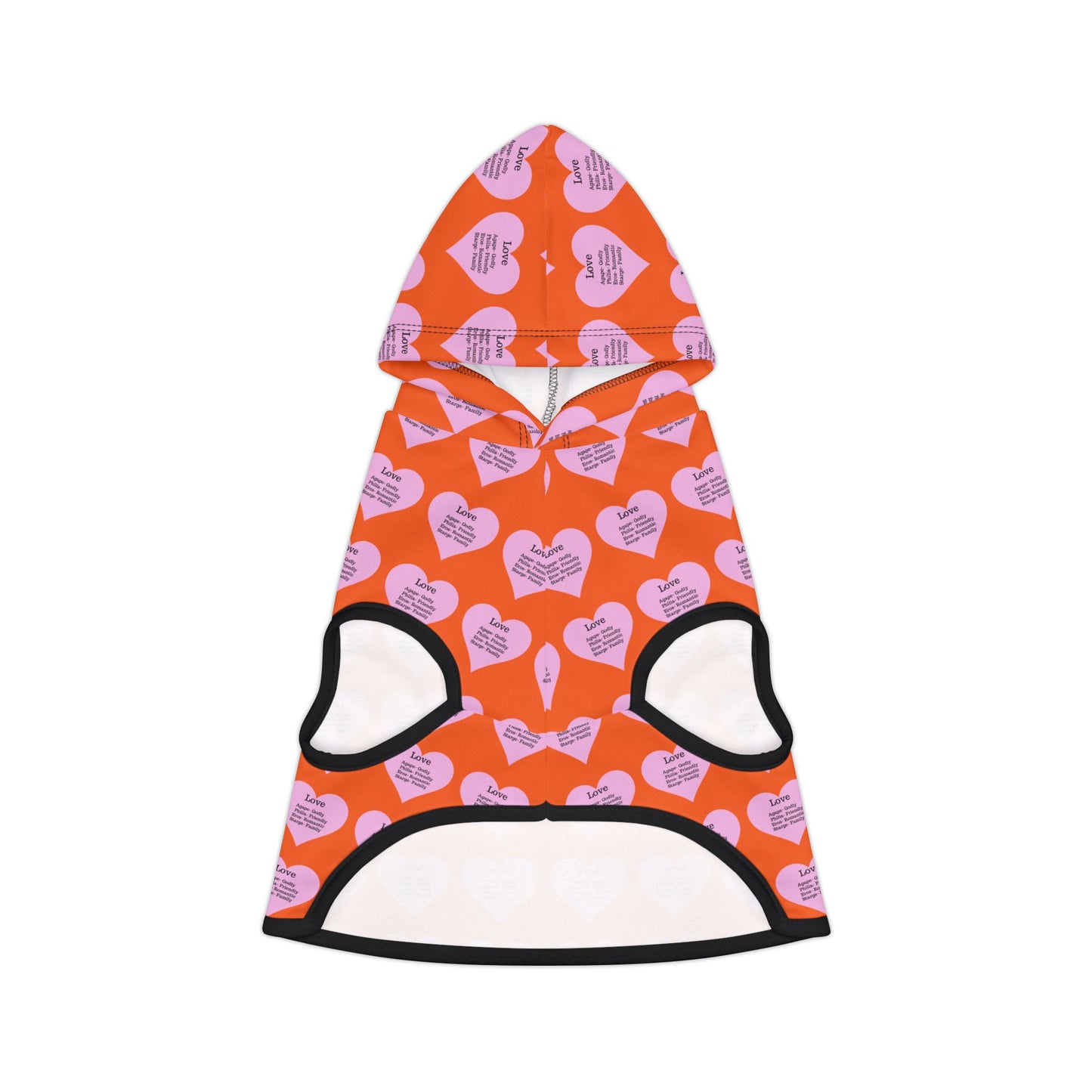 Charming Heart Pet Hoodie Pattern (Orange)