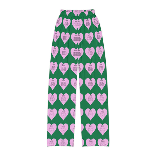 Kids' Love Heart Lounge Pants (Dark green)