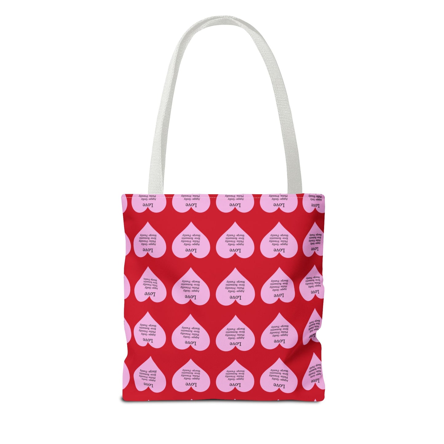 Pink Hearts Tote Bag (Dark red)
