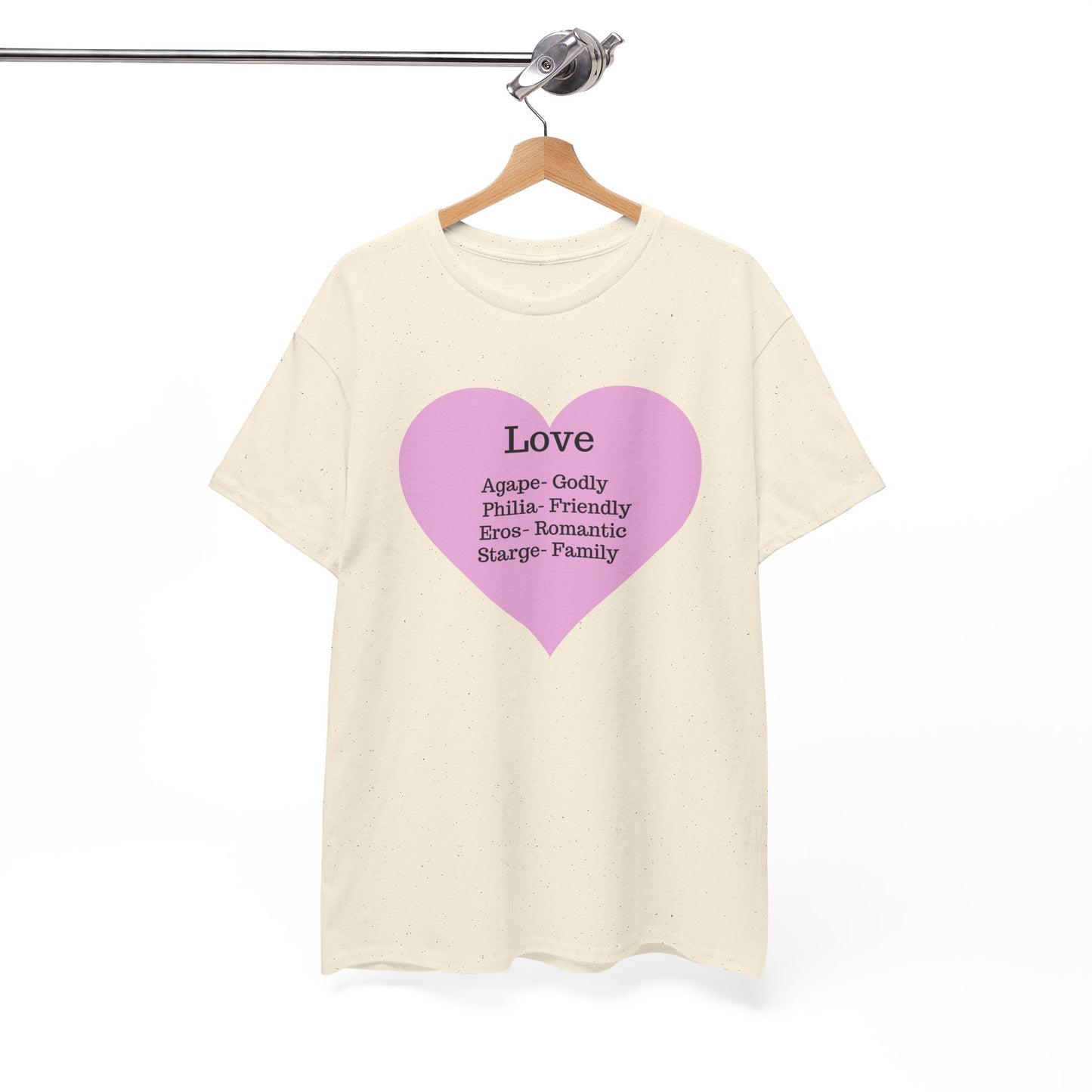 Unisex Love Heart Heavy Cotton T-Shirt - Comfortable Classic Fit Apparel