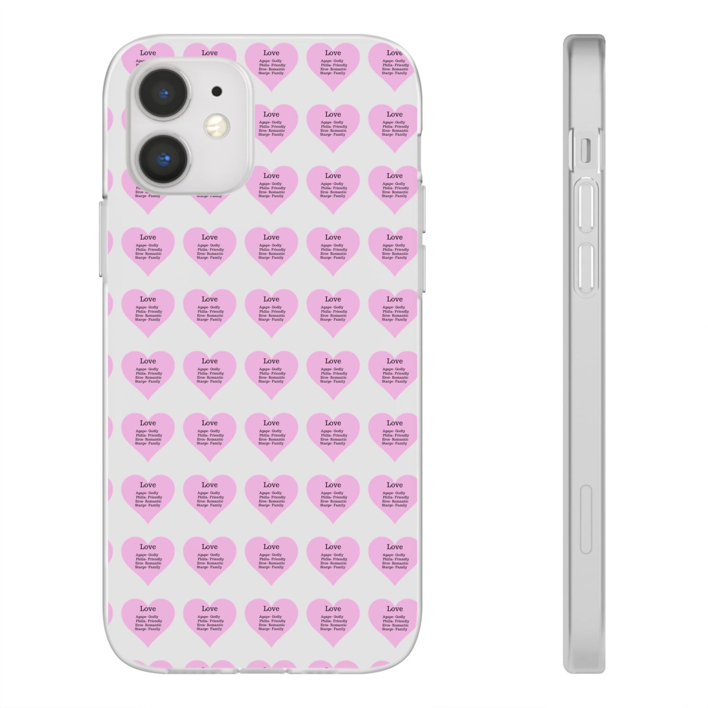 Pink Hearts Transparent Phone Case