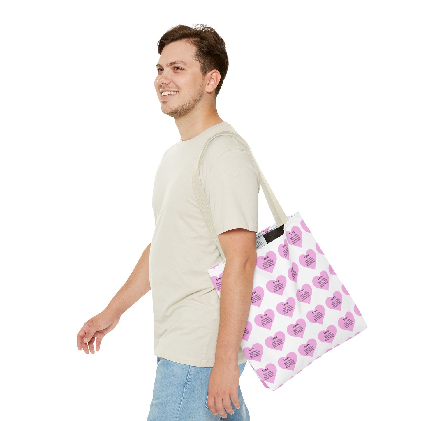 Pink Hearts Tote Bag (White)