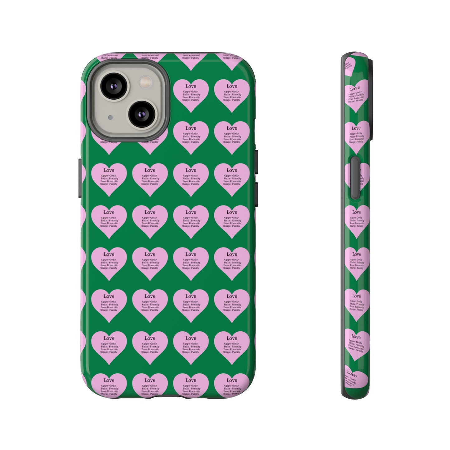 Hearts-A-Flutter Phone Case (iPhone, Google Pixel)(Dark green)