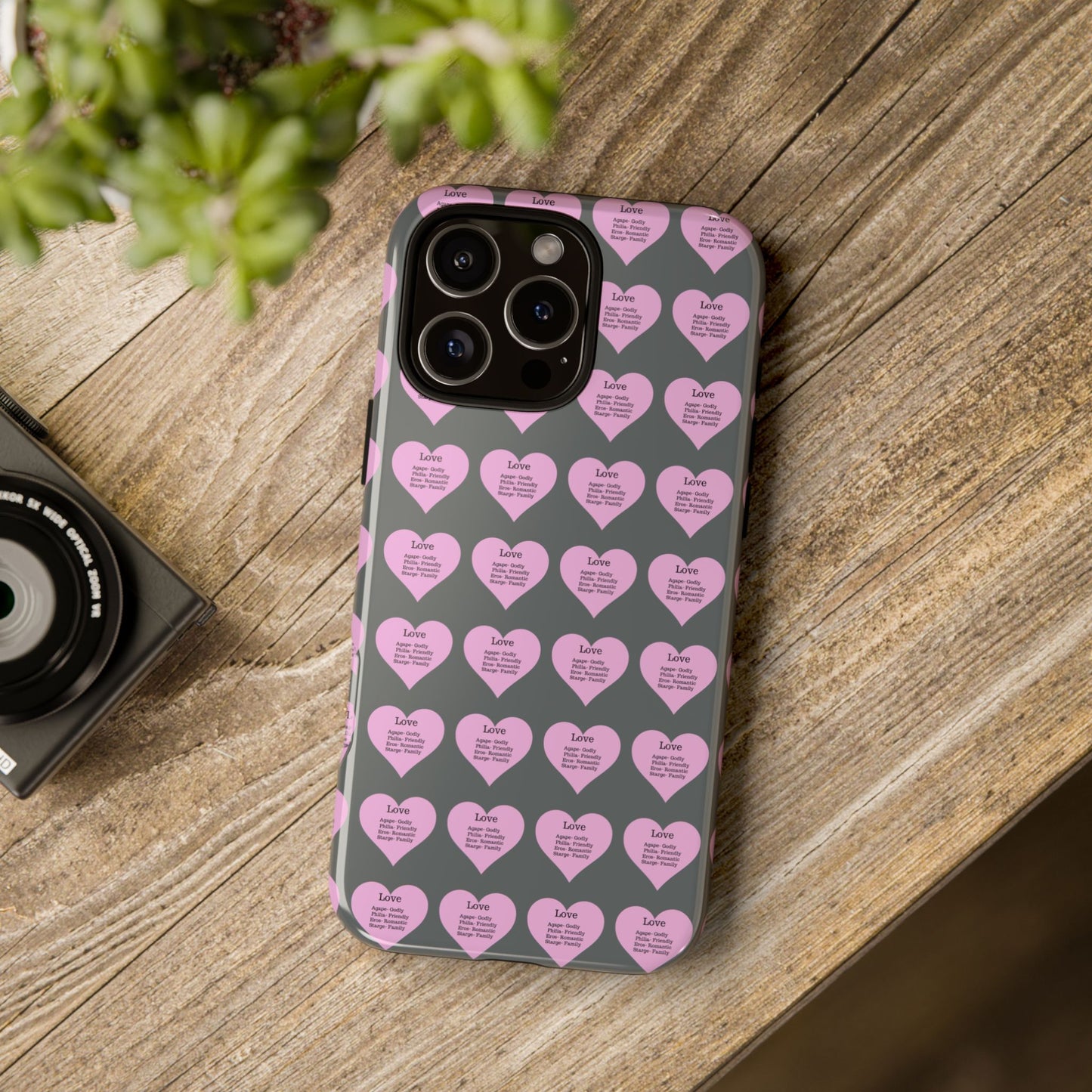 Hearts-A-Flutter Phone Case (iPhone, Google Pixel)(Dark grey)