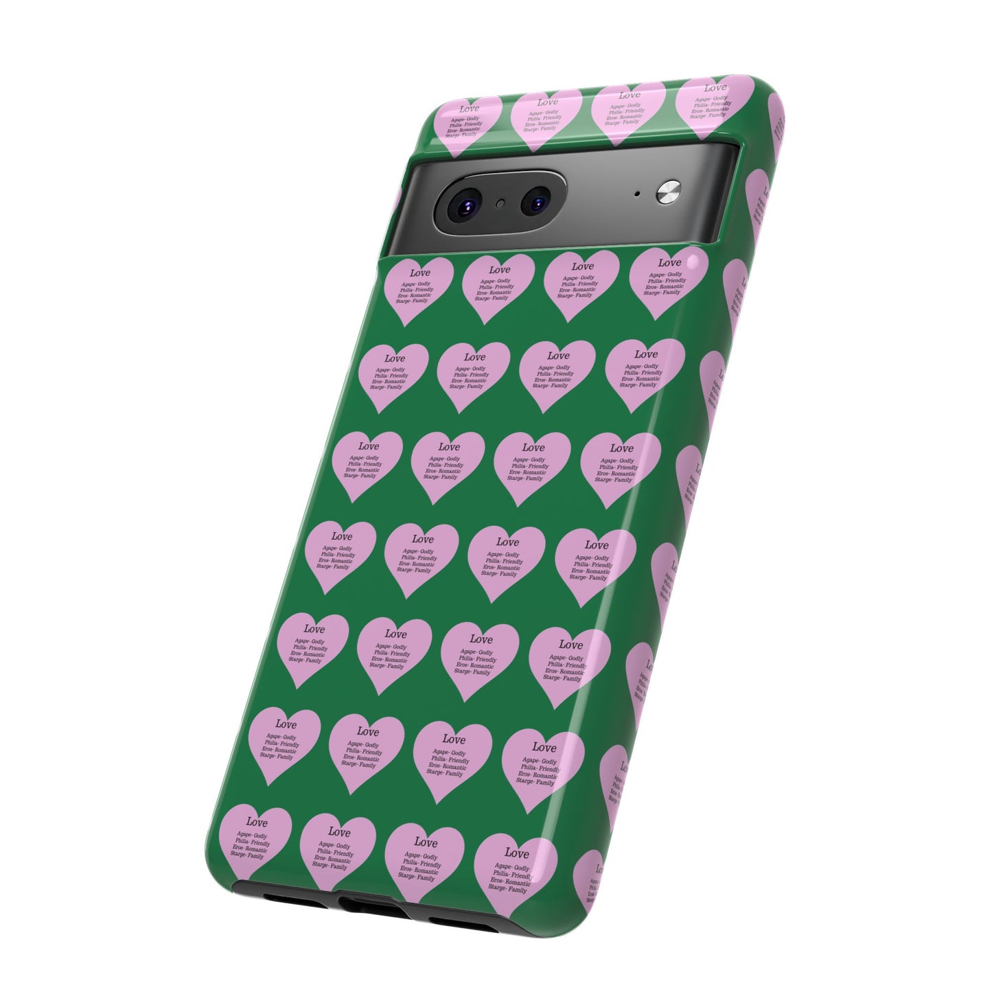Hearts-A-Flutter Phone Case (iPhone, Google Pixel)(Dark green)