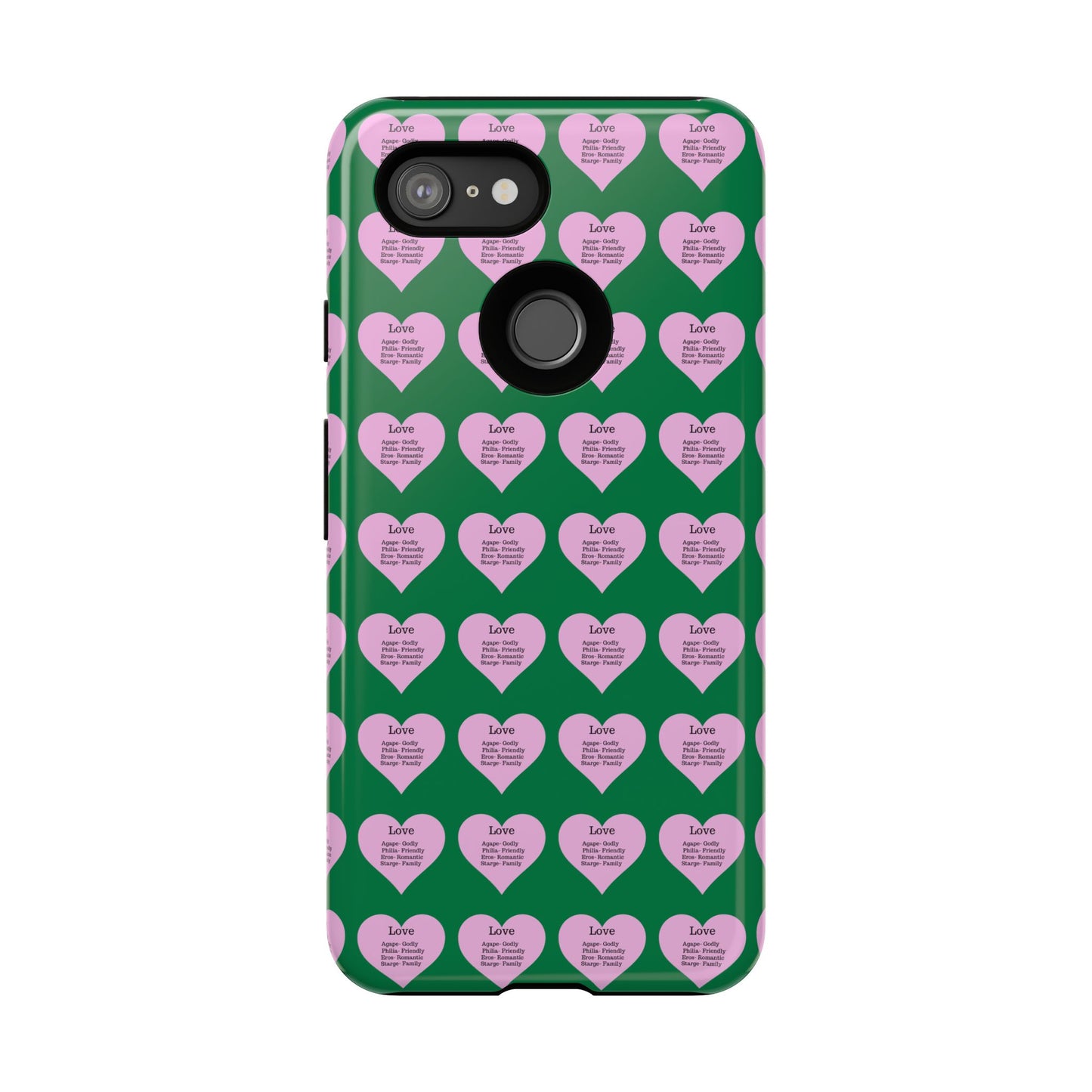 Hearts-A-Flutter Phone Case (iPhone, Google Pixel)(Dark green)