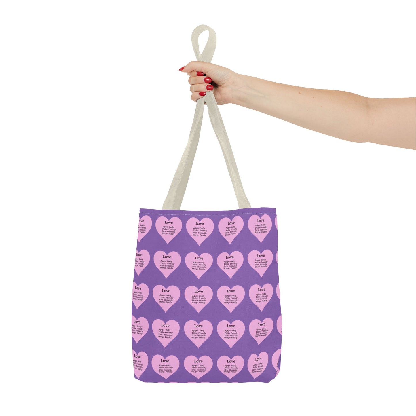 Pink Hearts Tote Bag (Light purple)