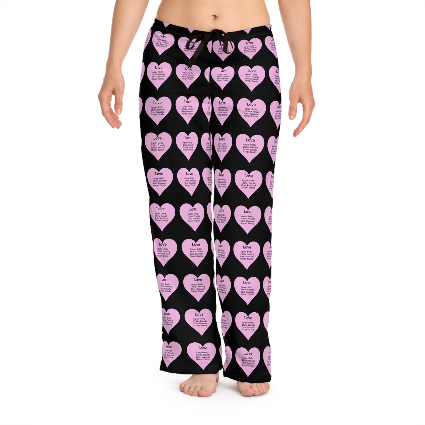 Cozy Heart Print Women's Pajama Pants (Black)