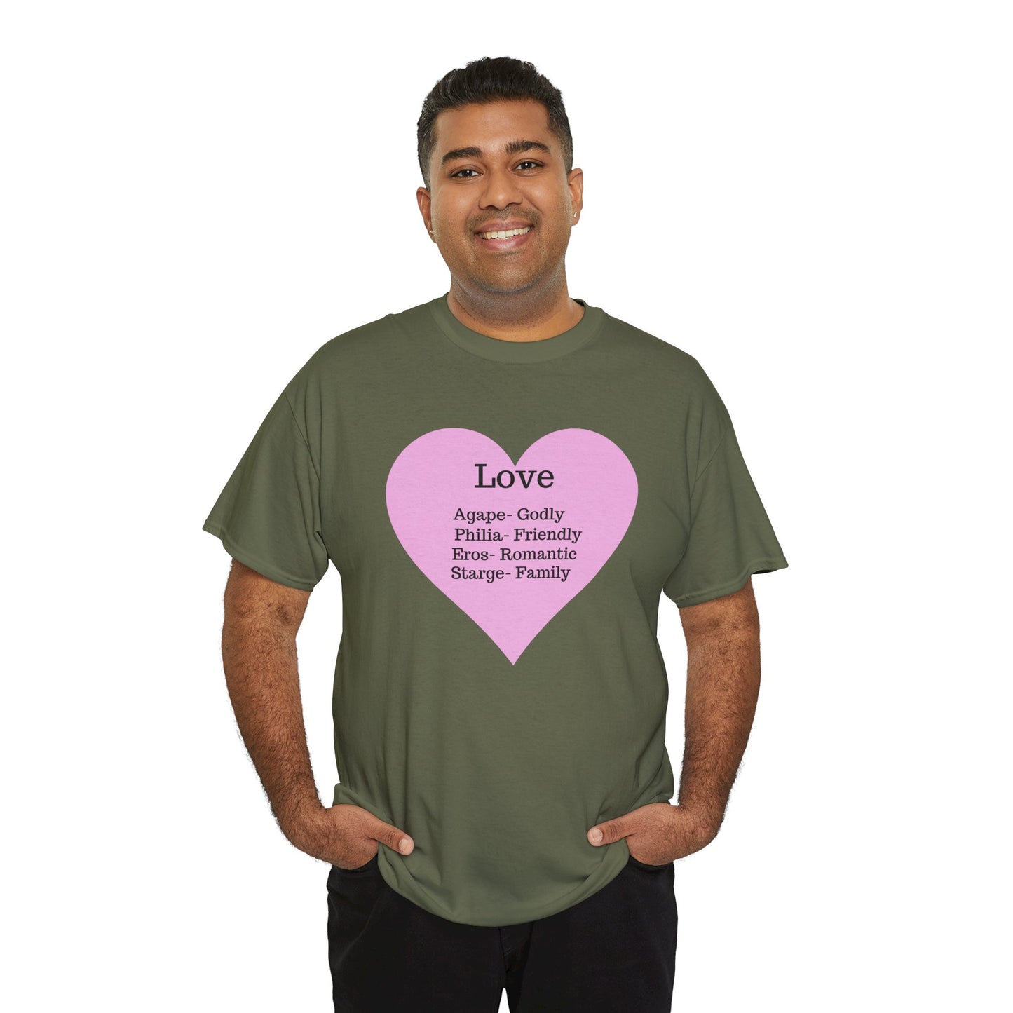 Unisex Love Heart Heavy Cotton T-Shirt - Comfortable Classic Fit Apparel