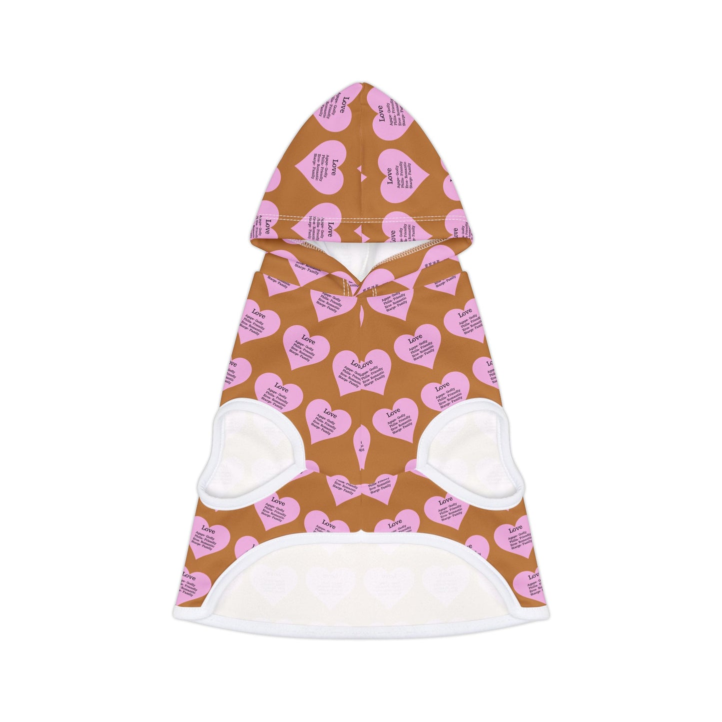 Charming Heart Pet Hoodie Pattern (Light brown)