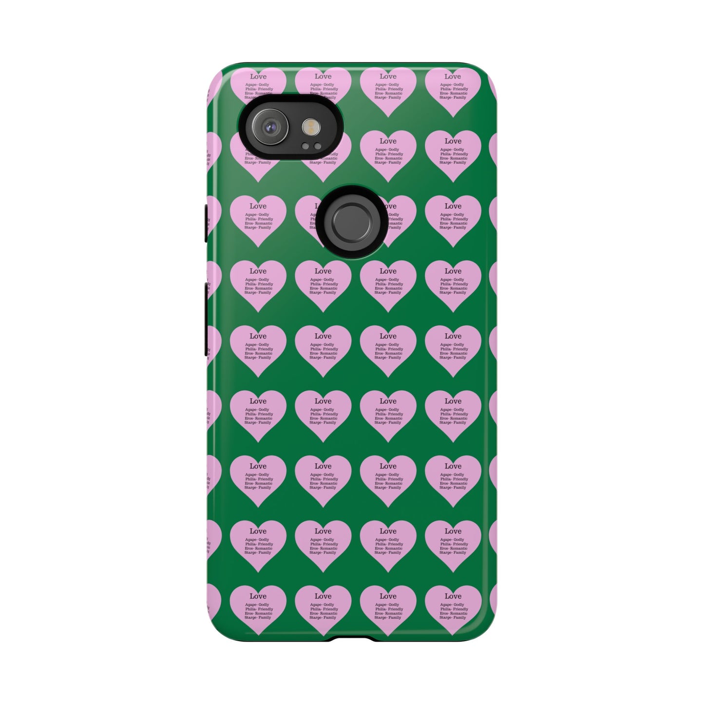 Hearts-A-Flutter Phone Case (iPhone, Google Pixel)(Dark green)