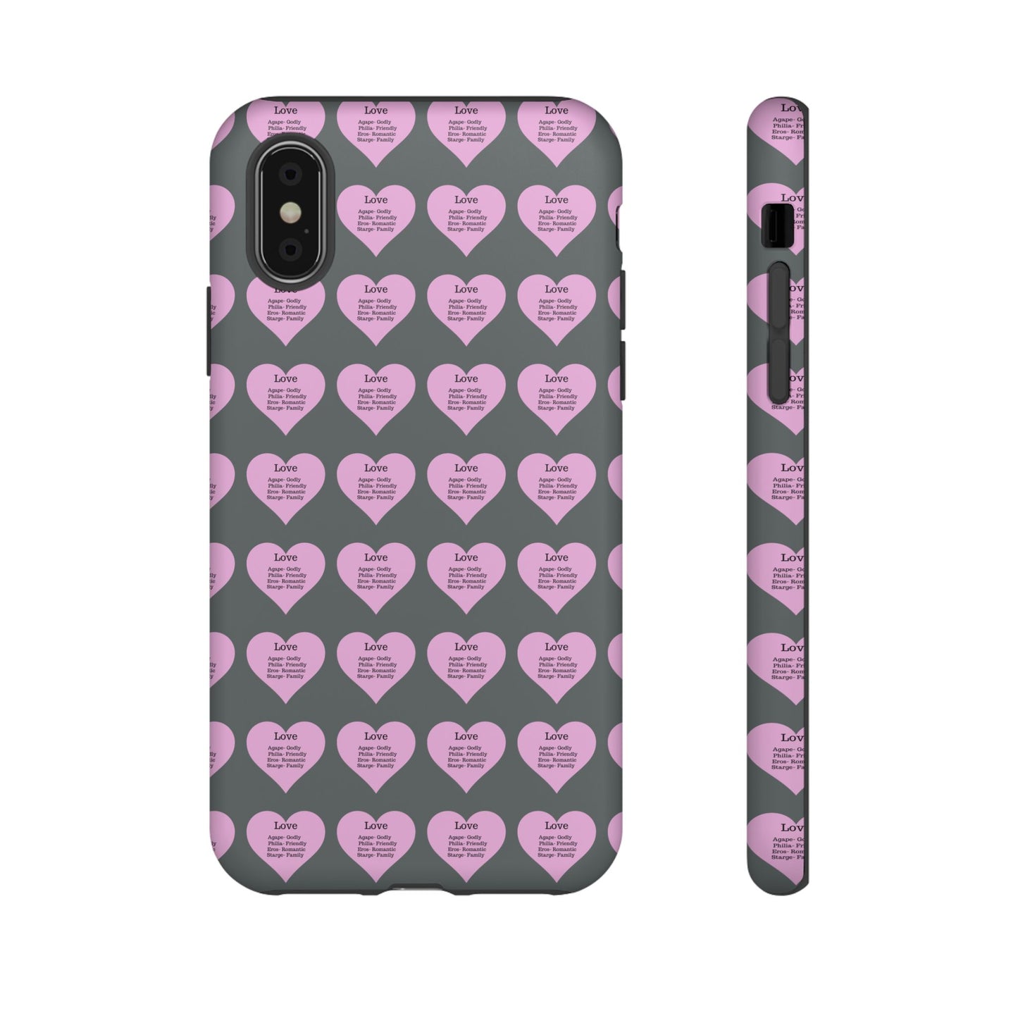 Hearts-A-Flutter Phone Case (iPhone, Google Pixel)(Dark grey)