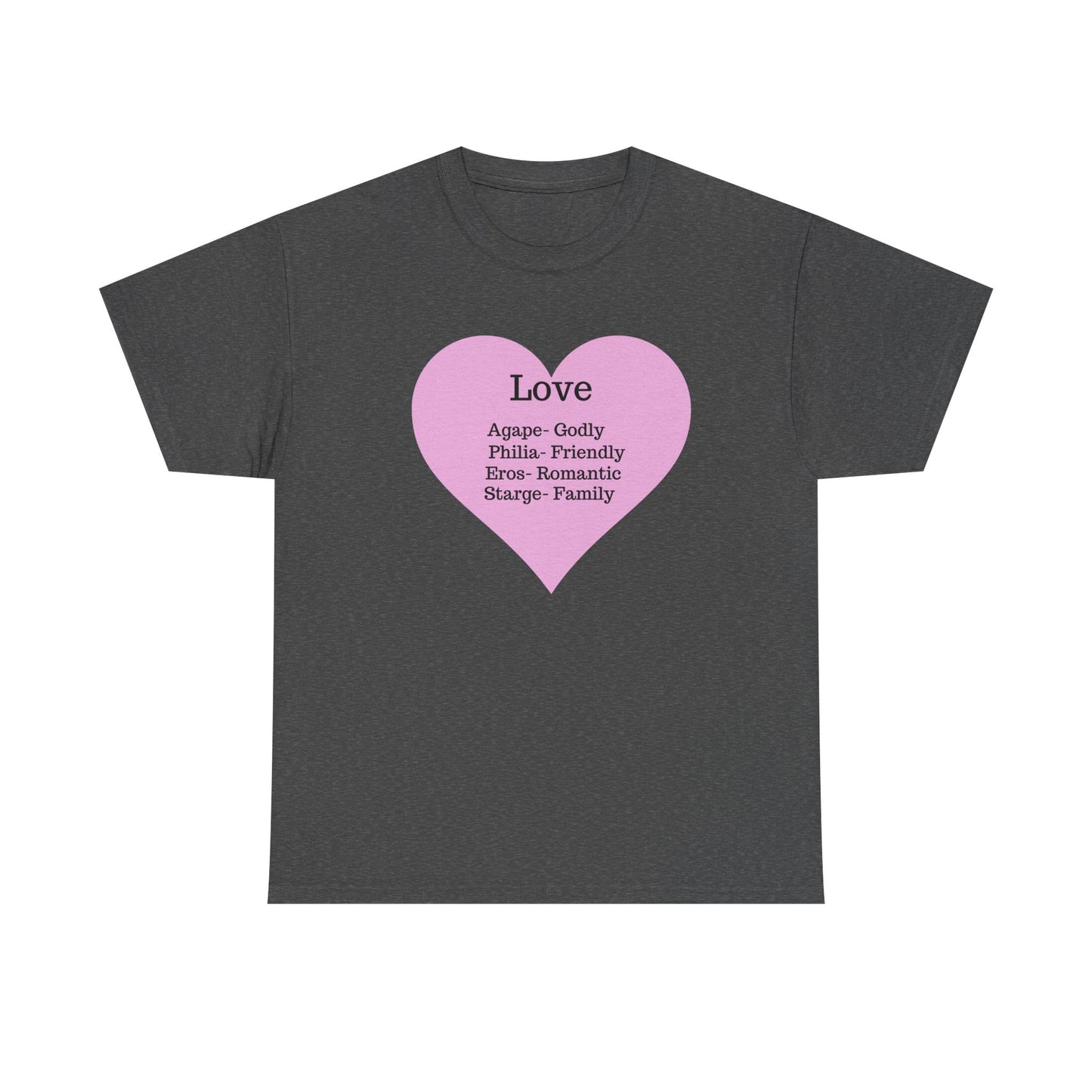 Unisex Love Heart Heavy Cotton T-Shirt - Comfortable Classic Fit Apparel