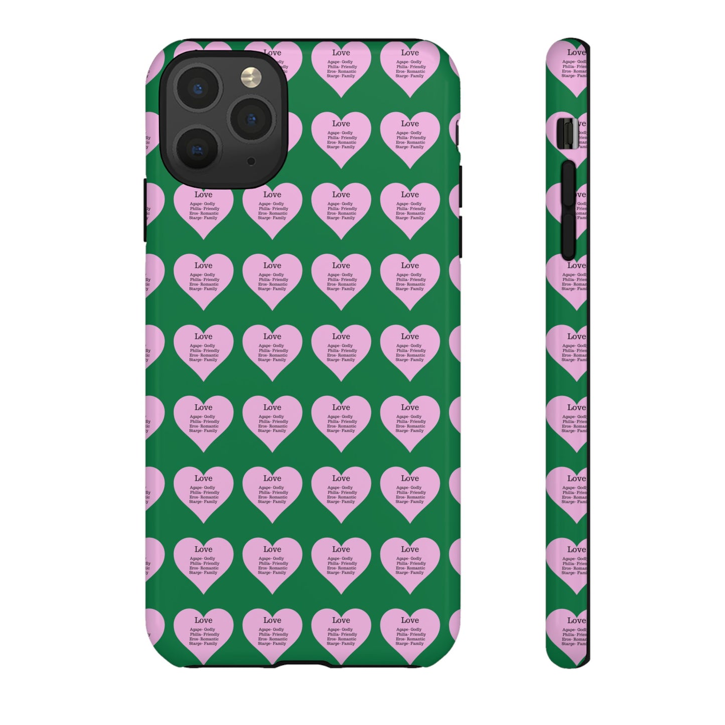 Hearts-A-Flutter Phone Case (iPhone, Google Pixel)(Dark green)