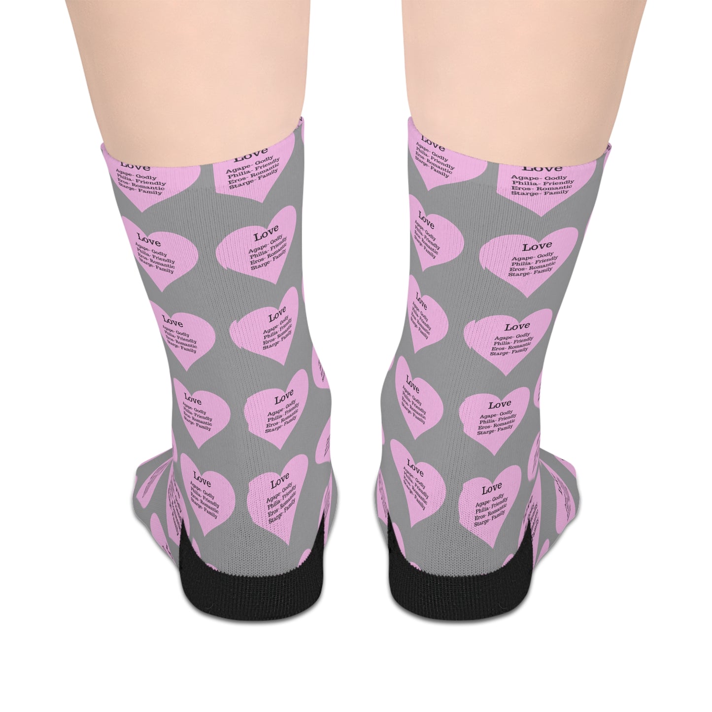 The Love Hearts Mid-Length Socks (Grey)