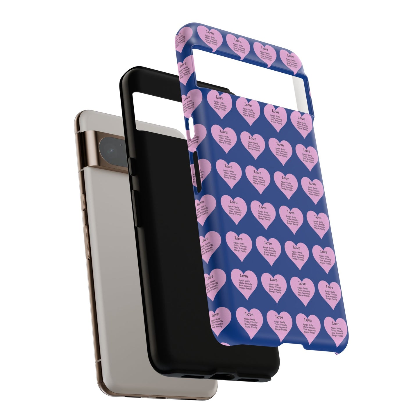 Hearts-A-Flutter Phone Case (iPhone, Google Pixel)(Dark blue)