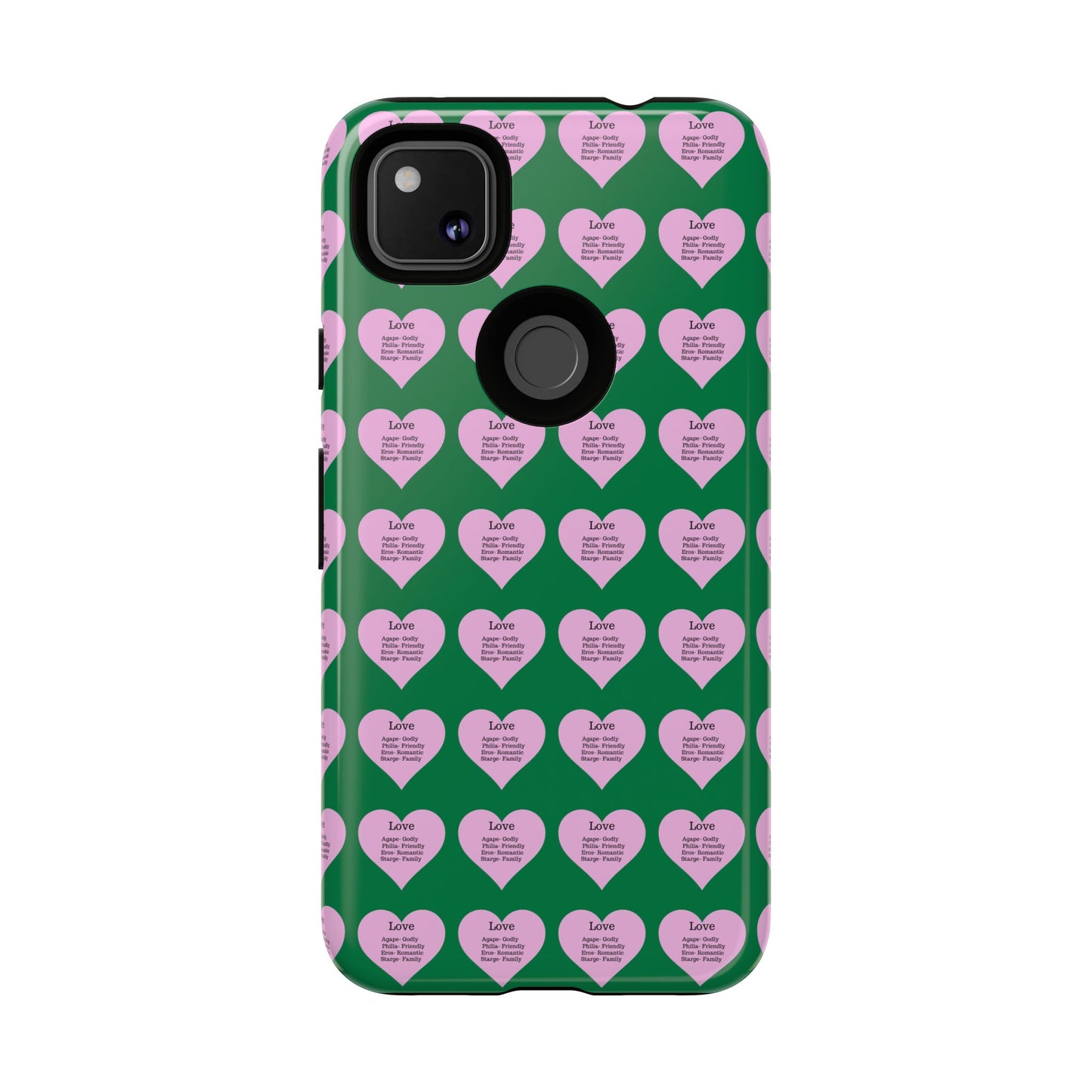 Hearts-A-Flutter Phone Case (iPhone, Google Pixel)(Dark green)