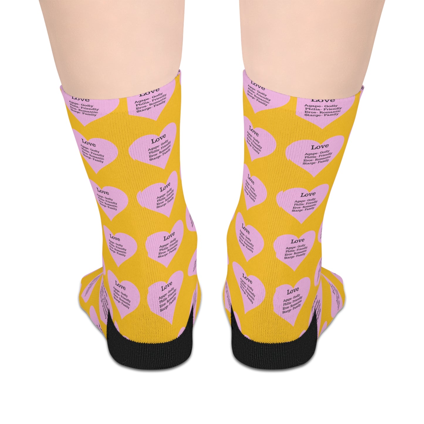 The Love Hearts Mid-Length Socks (Yellow)